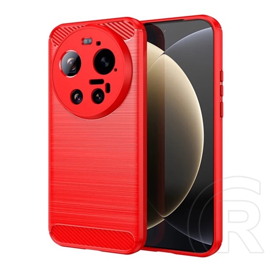 Gigapack Xiaomi 17 Ultra szilikon telefonvédő (ütésállóság, légpárnás sarok, szálcsiszolt, karbon minta) piros