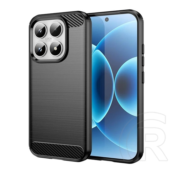 Gigapack Xiaomi 17 szilikon telefonvédő (ütésállóság, légpárnás sarok, szálcsiszolt, karbon minta) fekete