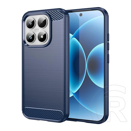 Gigapack Xiaomi 17 szilikon telefonvédő (ütésállóság, légpárnás sarok, szálcsiszolt, karbon minta) sötétkék