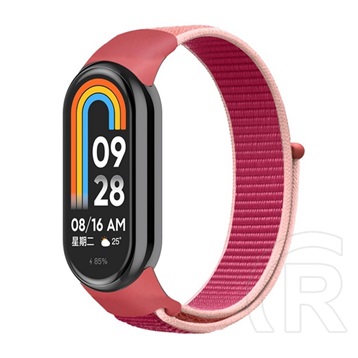 Gigapack Xiaomi Band 8 pótszíj (egyedi méret, nylon, tépőzáras, légáteresztő) rószaszín