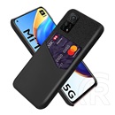 Gigapack Xiaomi Mi 10T Pro 5G műanyag védő (közepesen ütésálló, bankkártya tartó, textil bevonat, bőr hatású) fekete