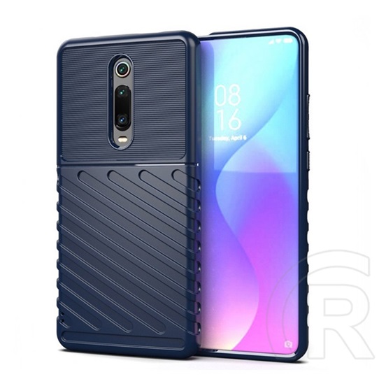Gigapack Xiaomi Mi 9T (Mi 9T Pro) szilikon telefonvédő (közepesen ütésálló, csíkos, dombor minta) sötétkék