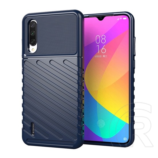 Gigapack Xiaomi Mi A3 (Mi CC9e) szilikon telefonvédő (közepesen ütésálló, csíkos, dombor minta) sötétkék