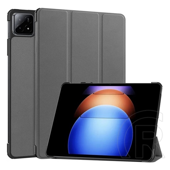Gigapack Xiaomi Pad 6S Pro tok álló, bőr hatású (aktív flip, oldalra nyíló, trifold, asztali tartó) sötétszürke