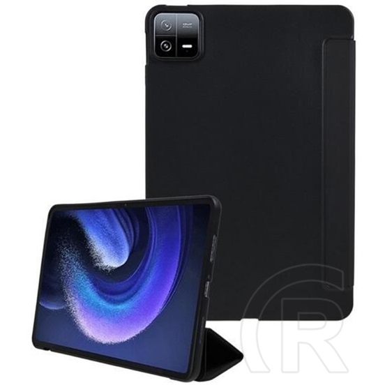 Gigapack Xiaomi Pad 6 tok álló, bőr hatású (aktív flip, oldalra nyíló, trifold, asztali tartó) fekete