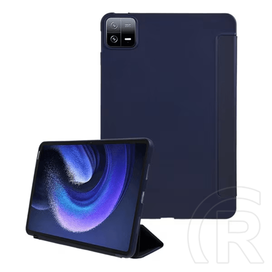 Gigapack Xiaomi Pad 6 tok álló, bőr hatású (aktív flip, oldalra nyíló, trifold, asztali tartó) sötétkék