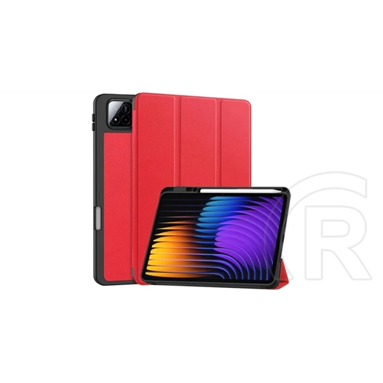 Gigapack Xiaomi Pad 7 Pro  tok álló, bőr hatású (aktív flip, oldalra nyíló, trifold, asztali tartó, ceruza tartó) piros