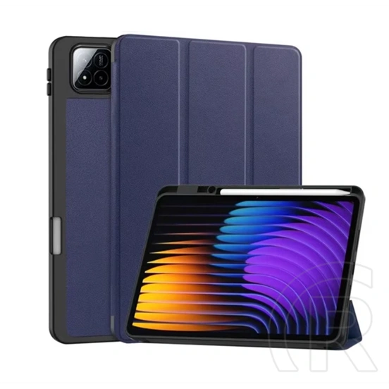 Gigapack Xiaomi Pad 7 Pro  tok álló, bőr hatású (flip, oldalra nyíló, trifold, asztali tartó, ceruza tartó) sötétkék