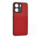 Gigapack Xiaomi Poco C65 műanyag telefonvédő (szilikon keret, ütésállóság, mágneses, bőr hatású hátlap, csíkos) piros