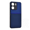 Gigapack Xiaomi Poco C65 műanyag telefonvédő (szilikon keret, ütésállóság, mágneses, bőr hatású hátlap, csíkos) sötétkék