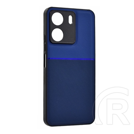 Gigapack Xiaomi Poco C65 műanyag telefonvédő (szilikon keret, ütésállóság, mágneses, bőr hatású hátlap, csíkos) sötétkék