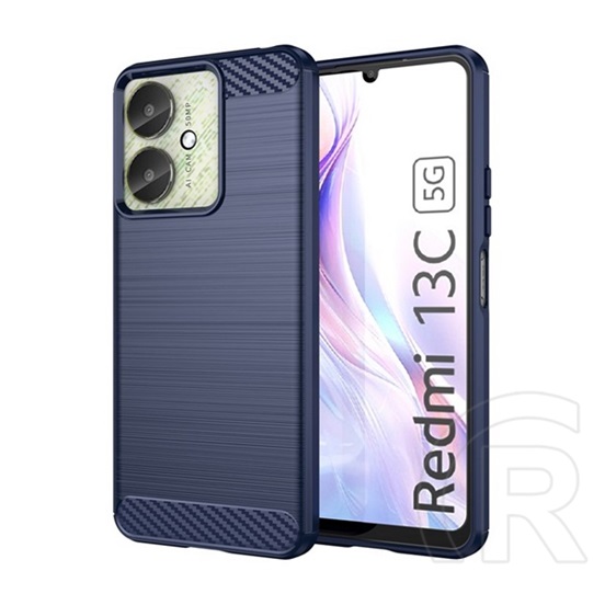 Gigapack Xiaomi Poco C65 szilikon telefonvédő (ütésállóság, légpárnás sarok, szálcsiszolt, karbon minta) sötétkék