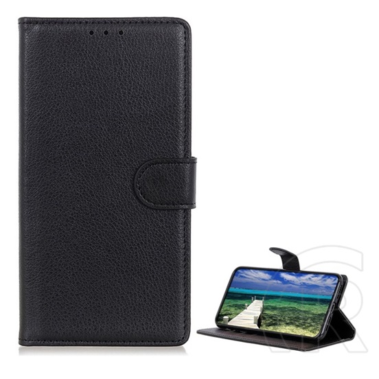 Gigapack Xiaomi Poco C65 tok álló, bőr hatású (flip, oldalra nyíló, asztali tartó, prémium) fekete