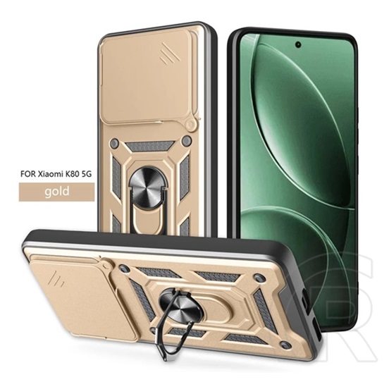 Gigapack Xiaomi Poco F7 Pro defender szilikon telefonvédő (ütésállóság, tartógyűrű, kameravédő) arany