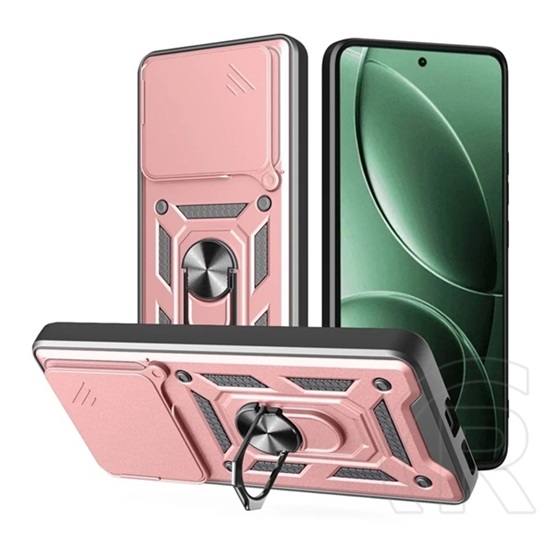 Gigapack Xiaomi Poco F7 Pro defender szilikon telefonvédő (ütésállóság, tartógyűrű, kameravédő) rozéarany