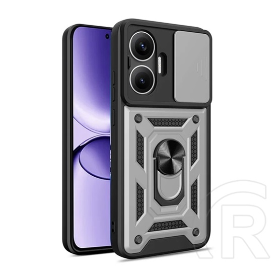 Gigapack Xiaomi Poco F7 defender szilikon telefonvédő (ütésállóság, tartógyűrű, kameravédő) ezüst