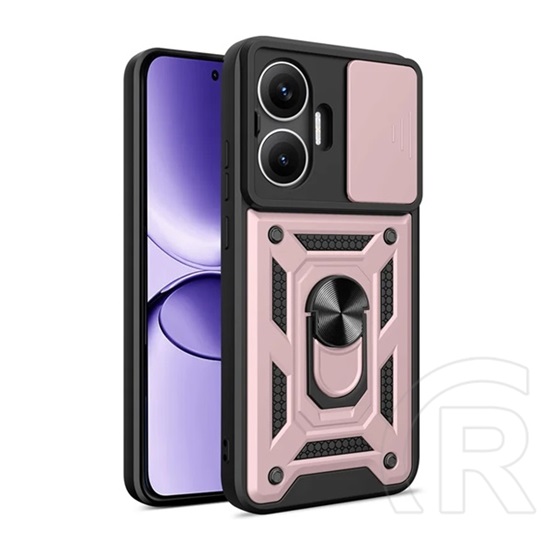 Gigapack Xiaomi Poco F7 defender szilikon telefonvédő (ütésállóság, tartógyűrű, kameravédő) rozéarany