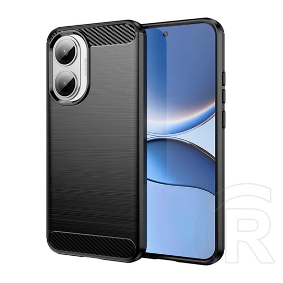 Gigapack Xiaomi Poco F7 szilikon telefonvédő (ütésállóság, légpárnás sarok, szálcsiszolt, karbon minta) fekete