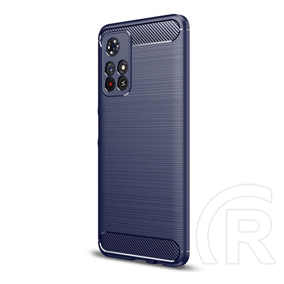 Gigapack Xiaomi Poco M4 Pro 5G szilikon védő (közepesen ütésálló, légpárnás sarok, szálcsiszolt, karbon minta) kék