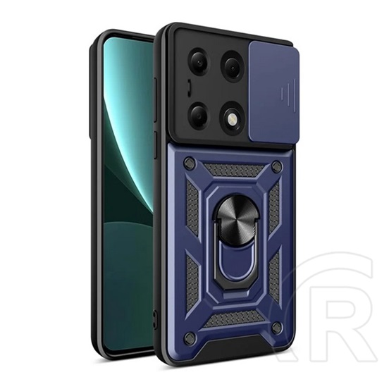 Gigapack Xiaomi Poco M6 Pro LTE  műanyag telefonvédő (ütésállóság, szilikon belső, tartógyűrű, kameravédő) sötétkék