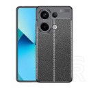 Gigapack Xiaomi Poco M6 Pro LTE  szilikon telefonvédő (ütésállóság, bőr hatású, varrás minta) fekete