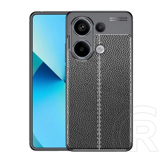 Gigapack Xiaomi Poco M6 Pro LTE  szilikon telefonvédő (ütésállóság, bőr hatású, varrás minta) fekete