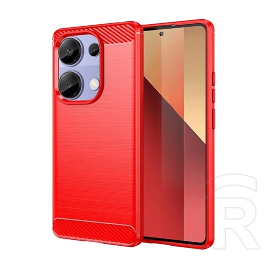 Gigapack Xiaomi Poco M6 Pro LTE  szilikon telefonvédő (ütésállóság, légpárnás sarok, szálcsiszolt, karbon minta) piros