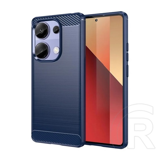 Gigapack Xiaomi Poco M6 Pro LTE  telefonvédő (ütésállóság, légpárnás sarok, szálcsiszolt, karbon minta) sötétkék