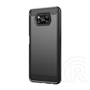 Gigapack Xiaomi Poco X3 NFC szilikon telefonvédő (közepesen ütésálló, légpárnás sarok, szálcsiszolt, karbon minta) feket