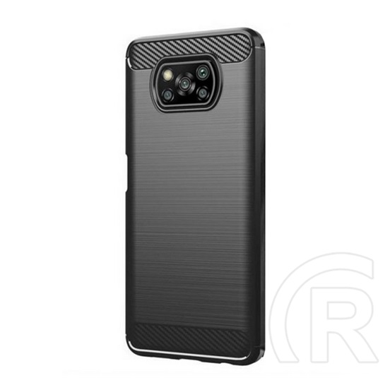 Gigapack Xiaomi Poco X3 NFC szilikon telefonvédő (közepesen ütésálló, légpárnás sarok, szálcsiszolt, karbon minta) feket