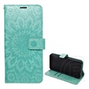 Gigapack Xiaomi Poco X6 5G tok álló, bőr hatású (flip, oldalra nyíló, asztali tartó, csuklópánt, mandala) cyan