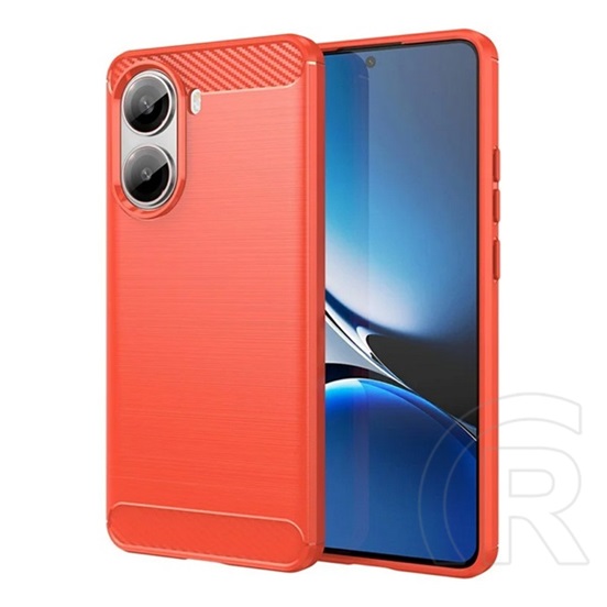 Gigapack Xiaomi Poco X7 Pro szilikon telefonvédő (ütésállóság, légpárnás sarok, szálcsiszolt, karbon minta) piros
