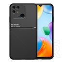 Gigapack Xiaomi Redmi 10C műanyag védő (szilikon keret, közepesen ütésálló, bőr hatású hátlap, csíkos minta) fekete