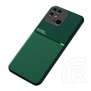 Gigapack Xiaomi Redmi 10C műanyag védő (szilikon keret, közepesen ütésálló, bőr hatású hátlap, csíkos minta) sötétzöld