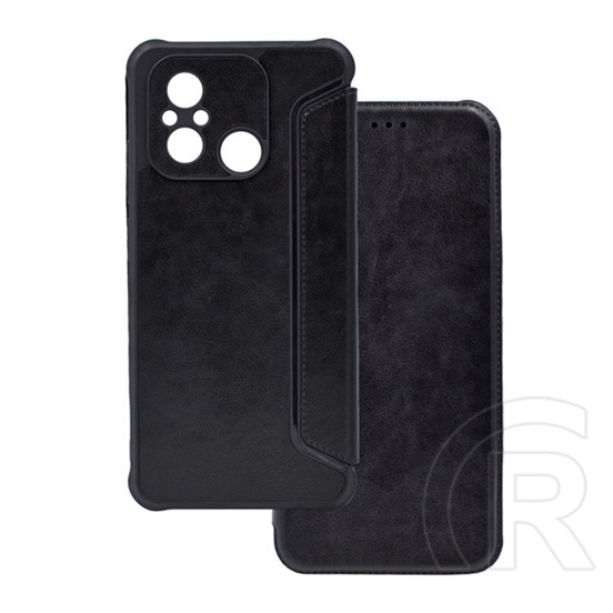 Gigapack Xiaomi Redmi 12C tok álló, bőr hatású (flip, oldalra nyíló, ütésállóság, légpárnás sarok, kameravédő) fekete