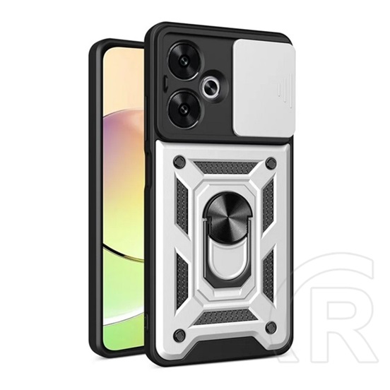 Gigapack Xiaomi Redmi 13C 5G defender szilikon telefonvédő (ütésállóság, tartógyűrű, kameravédő) ezüst