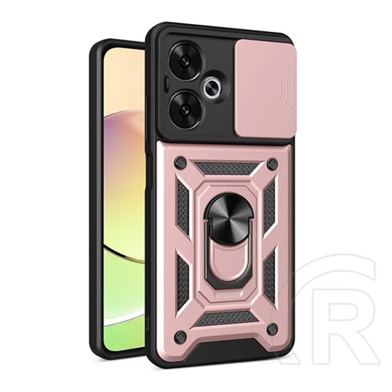 Gigapack Xiaomi Redmi 13C 5G defender szilikon telefonvédő (ütésállóság, tartógyűrű, kameravédő) rozéarany