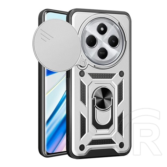 Gigapack Xiaomi Redmi 14C 4G defender szilikon telefonvédő (ütésállóság, tartógyűrű, kameravédő) ezüst