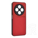 Gigapack Xiaomi Redmi 14C 4G szilikon telefonvédő (ütésállóság, mágneses, bőr hatású hátlap, csíkos) piros