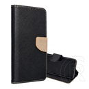 Gigapack Xiaomi Redmi 14C 4G tok álló, bőr hatású (flip, asztali tartó, kártyazseb, textil hatás) fekete/arany
