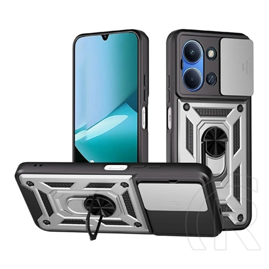 Gigapack Xiaomi Redmi 15C 5G  defender szilikon telefonvédő (ütésállóság, tartógyűrű, kameravédő) ezüst