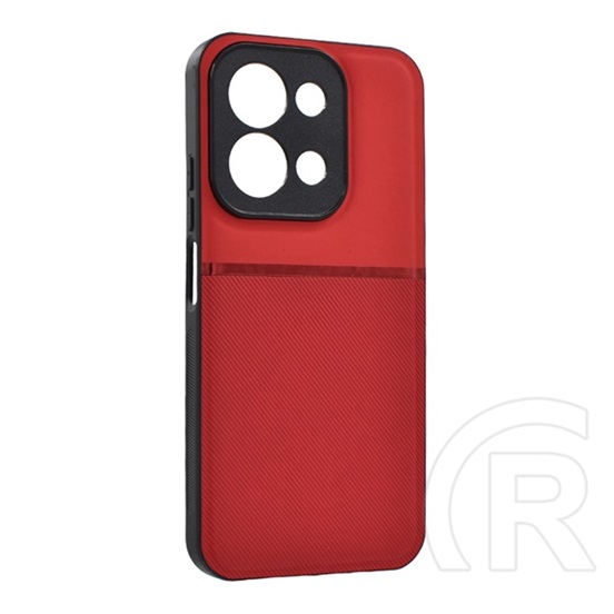 Gigapack Xiaomi Redmi 15C 5G  szilikon telefonvédő (ütésállóság, mágneses, bőr hatású hátlap, csíkos) piros