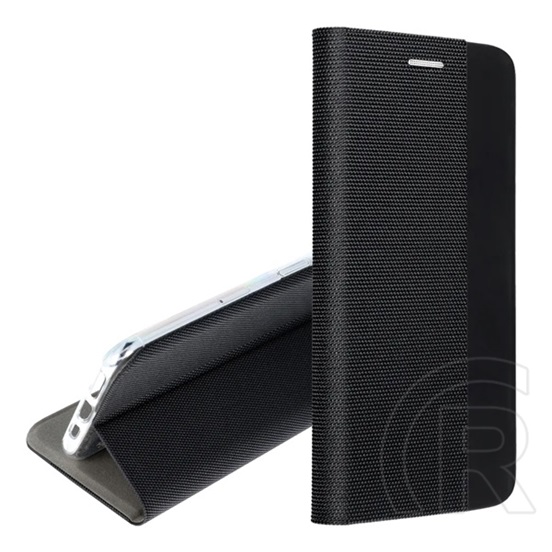 Gigapack Xiaomi Redmi 15 4G  tok álló, bőr hatású (flip, oldalra nyíló, asztali tartó, textil minta) fekete