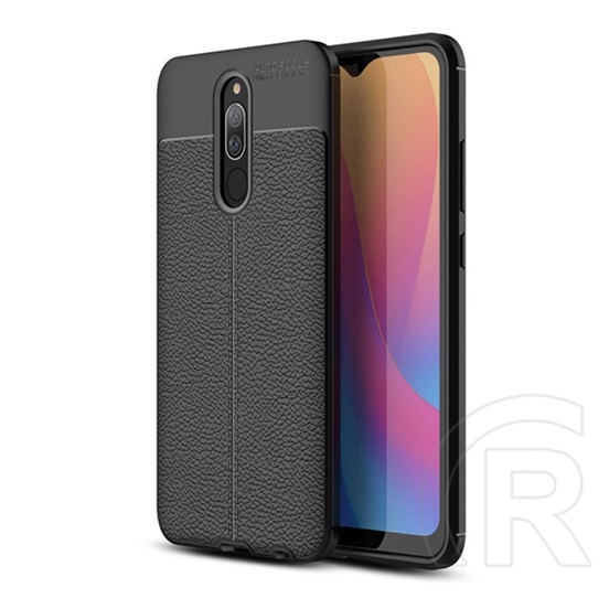 Gigapack Xiaomi Redmi 8A Szilikon telefonvédő (bőr hatású, varrás minta, fekete)