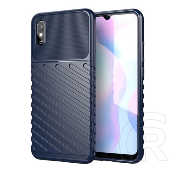 Gigapack Xiaomi Redmi 9A (Redmi 9 AT) szilikon telefonvédő (közepesen ütésálló, csíkos, dombor minta) sötétkék