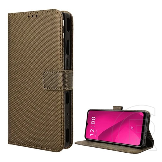 Gigapack Xiaomi Redmi A5 4G tok álló, bőr hatású (flip, oldalra nyíló, asztali tartó, rombusz + kézpánt) barna