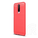 Gigapack Xiaomi Redmi K30 Szilikon telefonvédő (légpárnás sarok, szálcsiszolt, karbon minta, piros)