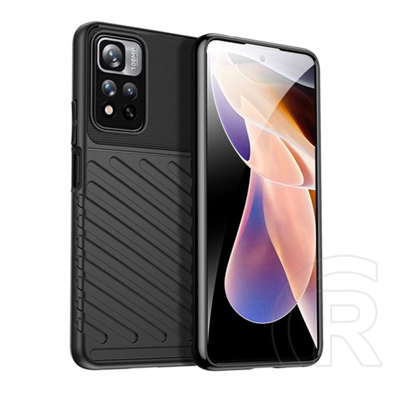 Gigapack Xiaomi Redmi Note 11 Pro szilikon telefonvédő (közepesen ütésálló, csíkos, dombor minta) fekete