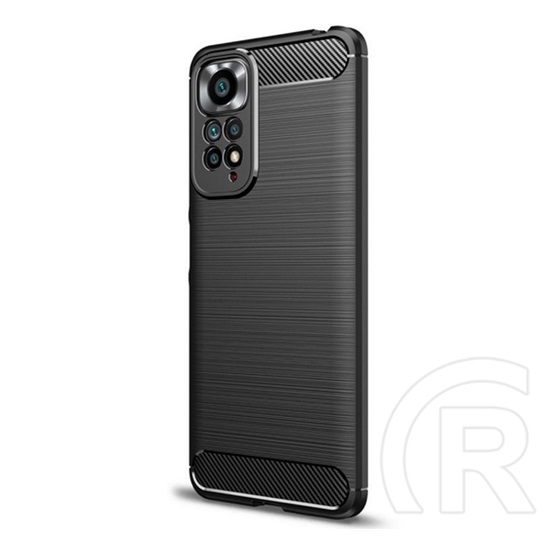 Gigapack Xiaomi Redmi Note 11 Pro szilikon védő (közepesen ütésálló, légpárnás sarok, szálcsiszolt, karbon minta) fekete