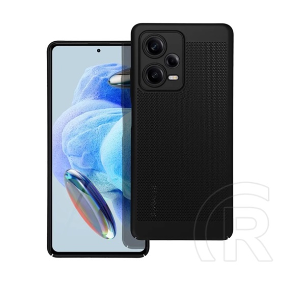 Gigapack Xiaomi Redmi Note 12 Pro Plus műanyag telefonvédő (légáteresztő, lyukacsos minta, kamera védelem) fekete